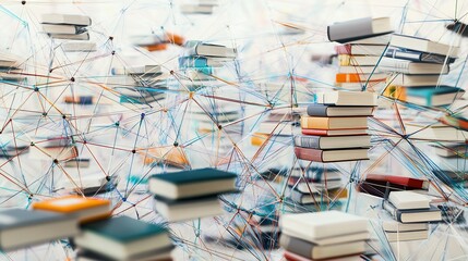 Leinwandbilder - Abstract rendering of educational reform emphasizing interconnected book dynamic lines representing systemic change