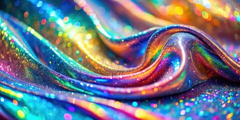 Aufkleber - Abstract iridescent fabric with a vibrant glitter finish and out-of-focus colorful lights