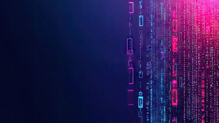 Digital data stream, abstract background, glowing code, technology concept, website banner
