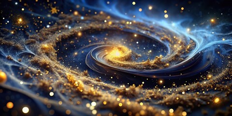 Aufkleber - A swirling galaxy of golden stardust and celestial light, a breathtaking cosmic ballet of creation and wonder