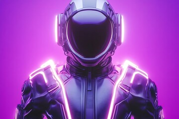 Wall Mural - futuristic spacesuit in neon purple light