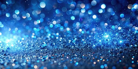 Poster - A mesmerizing abstract background of blue sparkles and bokeh lights, creating a dazzling and ethereal atmosphere.