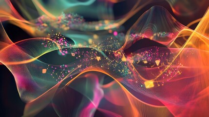 Aufkleber - Abstract rendering of venture capital showcasing symbolic pathways geometric nodes startup investments and growth