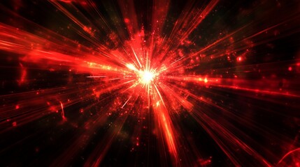Wall Mural - Red Cosmic Explosion Fiery Starburst Abstract Nebula Galaxy Space Background
