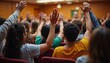 © Aira - Participants raising hands actively during discussion on International Day of Charity