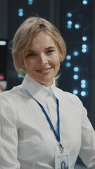 Wall Mural - young it financial worker manager administrator woman in server office room. data center specialist.