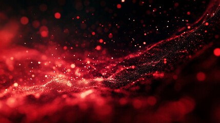 Wall Mural - Abstract Red Particle Wave: A Dynamic Display of Crimson Hues and Glowing Dust