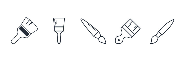 Aufkleber - Paintbrush icon symbol vector sign isolated on white background illustration for graphic and web design