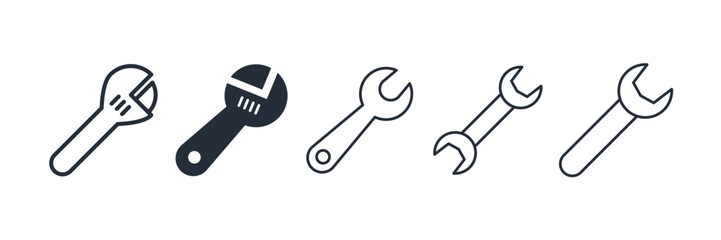 Aufkleber - Wrench icon symbol vector sign isolated on white background illustration for graphic and web design
