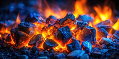 Poster - Fiery Embers Glow with Vivid Hues, Casting a Warm and Intense Light on the Surrounding Darkness