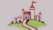 © Michael - Castle icon with turrets and hills, suitable for fairytale or history themes