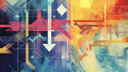 Leinwandbilder - Artistic representation of risk assessment featuring symbolic arrow geometric nodes highlighting risk mitigation strategies