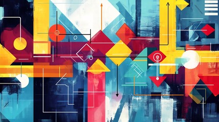 Leinwandbilder - Artistic representation of risk assessment featuring symbolic arrow geometric nodes highlighting risk mitigation strategies