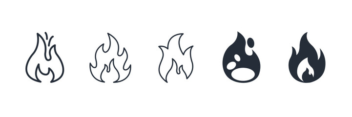 Aufkleber - Fire flame icon symbol vector sign isolated on white background illustration for graphic and web design