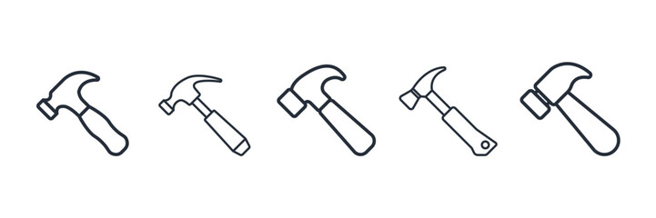 Aufkleber - Hammer icon symbol vector sign isolated on white background illustration for graphic and web design