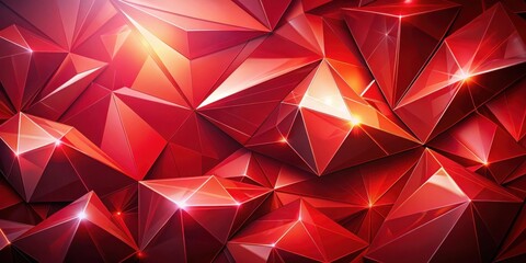 Fototapete - Abstract Red Geometric Pattern with Shimmering Facets and Glowing Highlights