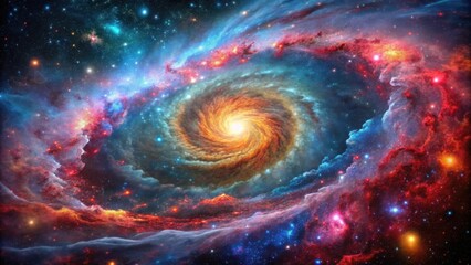 Poster - A swirling vortex of cosmic dust and gas, bathed in the glow of distant stars, creates a captivating spectacle in the vast expanse of space.