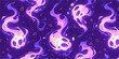 © peppastocker - Flat ghostly flames icons set - purple and pink ethereal fire in seamless pattern.