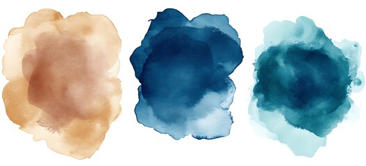Wall Mural - Set of abstract wall art prints, in shades of blue and orange, with a grey background