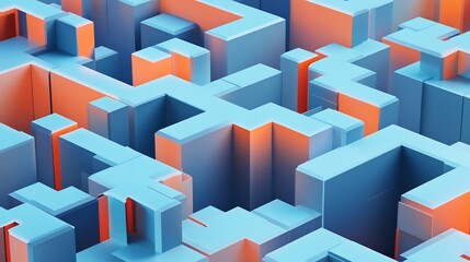 Fototapete - Conceptual depiction of organizational structure featuring interlocking shapes representing teamwork efficiency