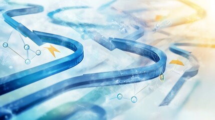 Fototapete - Conceptual depiction of product development showcasing dynamic arrows symbolic nodes innovation cycles