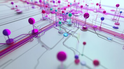 Fototapete - Conceptual depiction of quality management systems showcasing abstract nodes interconnected pathways improvement
