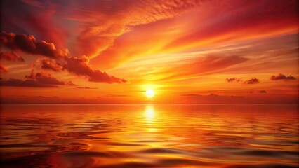 Aufkleber - A fiery sunset casts a warm glow over the calm, rippling surface of the water, creating a stunning spectacle of nature's artistry.
