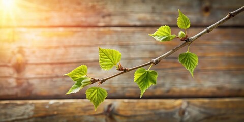 Aufkleber - A new life emerging from a tree branch with a blurred wooden background, symbolizing growth and renewal