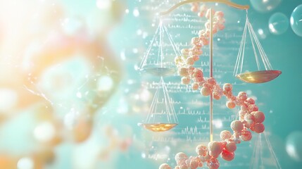 Fototapete - Conceptual visualization of bioethics showcasing abstract scales symbolic pathways ethical medical practices