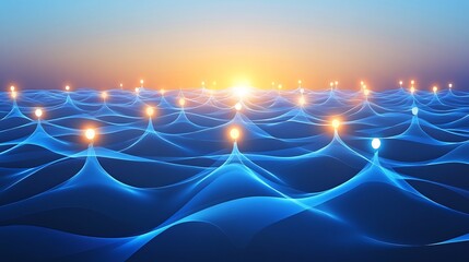 Fototapete - Customer advocacy illustrated radiant glowing wave forming supportive connected patterns