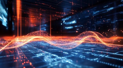 Aufkleber - Customer engagement illustrated glowing wave forming radiant connection between interactive element
