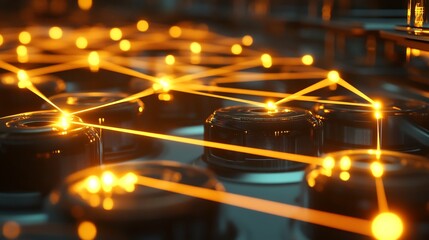 Poster - Directtoconsumer strategies shown radiant glowing lines connecting products customers