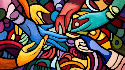 Leinwandbilder - Highdetail depiction of civic collaboration abstract hand joining symbolic unity community effort