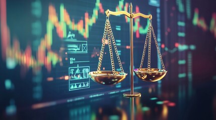 Fototapete - Highdetail rendering of financial equity showcasing balanced abstract scale geometric flowcharts
