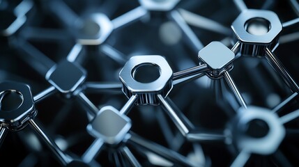 Fototapete - Highdetail representation of quality management interconnected geometric forms symbolizing continuous improvement standards