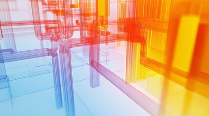Fototapete - Highdetail visualization of internal controls emphasizing abstract barriers pathways process integrity