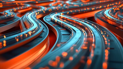 Fototapete - Highresolution rendering of strategic growth emphasizing abstract representation of upward pathways market progress