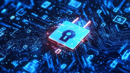 Leinwandbilder - Illustration of cybersecurity business focusing data protection risk management and compliance standards