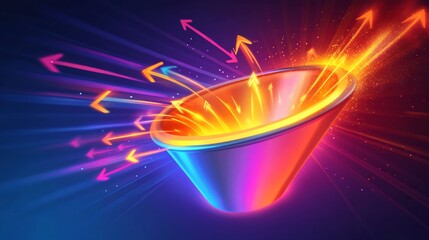 Fototapete - Inbound marketing strategies shown glowing arrows drawing vibrant energy into radiant funnel