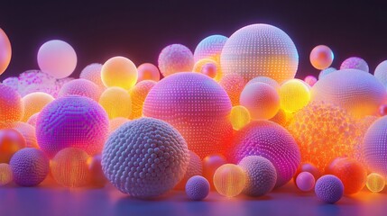 Poster - Market segmentation depicted layered glowing spheres arranged unique vibrant clusters