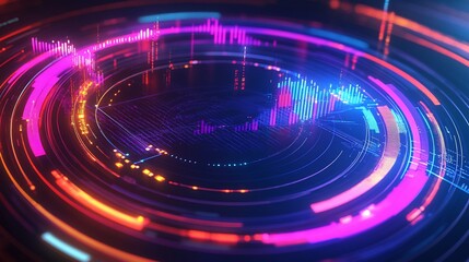 Poster - Retention strategies shown glowing circular diagrams emphasizing loyalty metrics vibrant colors