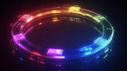 Poster - Retention strategies shown glowing circular diagrams emphasizing loyalty metrics vibrant colors