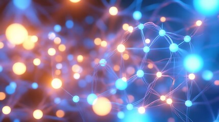 Aufkleber - Scalability strategy visualized glowing nodes expanding into interconnected luminous networks