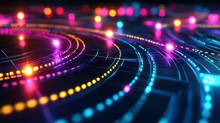 Fototapete - Strategic initiative visualized vibrant radial lines highlighting interconnected glowing goals