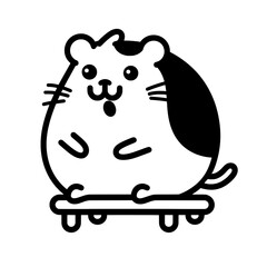 Naklejka na meble Chubby hamster enjoying a joyful ride on a skateboard in a playful and vibrant setting