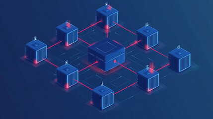 Wall Mural - thin lines connection icon outline of big data center group cloud computing system internet protecti