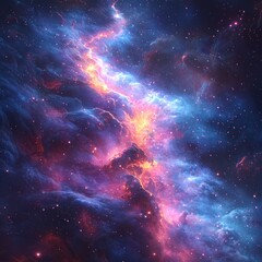 Wall Mural - Vibrant cosmic cloud with swirling colors and scattered stars