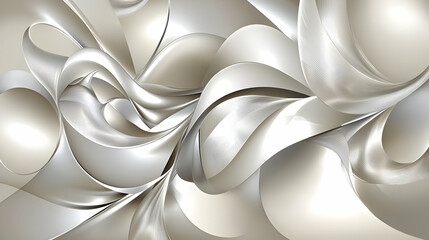 Wall Mural - Abstract swirling silver and white fabric background for design