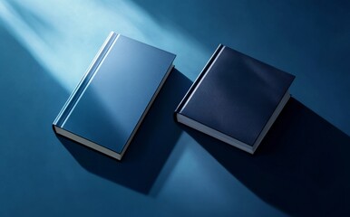Wall Mural - two minimalist book covers with a blue gradient