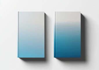 Wall Mural - two minimalist book covers featuring a pastel blue gradient color on a white background